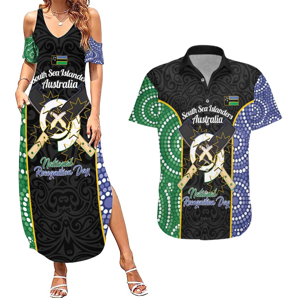 Personalised South Sea Islanders National Recognition Day Couples Matching Summer Maxi Dress and Hawaiian Shirt Australia Aboriginal Vanuatu Pig Tusk