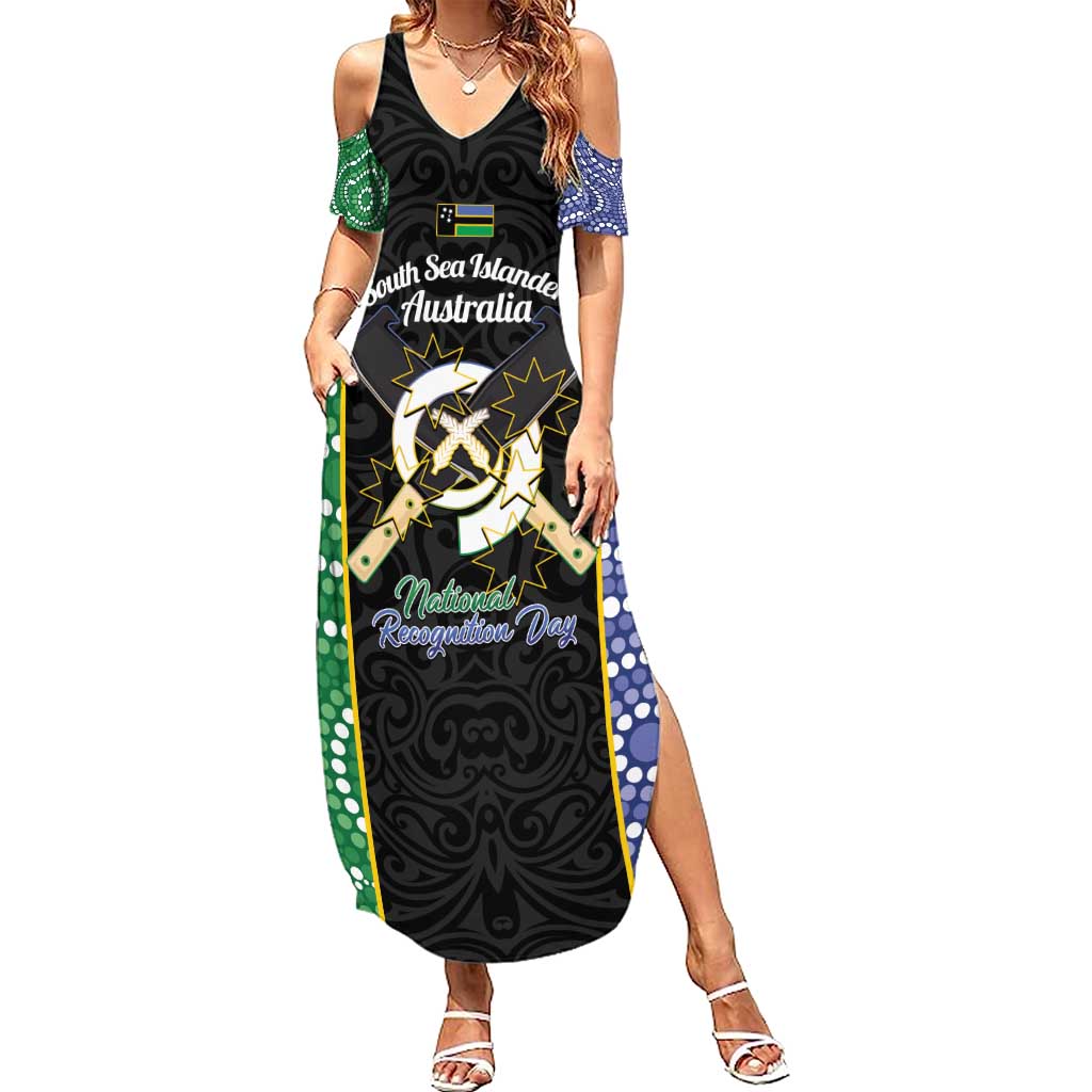 Personalised South Sea Islanders National Recognition Day Family Matching Summer Maxi Dress and Hawaiian Shirt Australia Aboriginal Vanuatu Pig Tusk