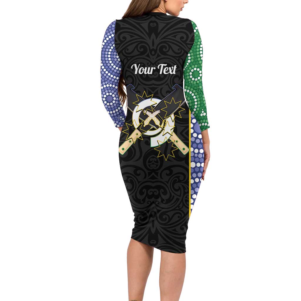 Personalised South Sea Islanders National Recognition Day Long Sleeve Bodycon Dress Australia Aboriginal Vanuatu Pig Tusk