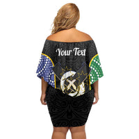 Personalised South Sea Islanders National Recognition Day Off Shoulder Short Dress Australia Aboriginal Vanuatu Pig Tusk