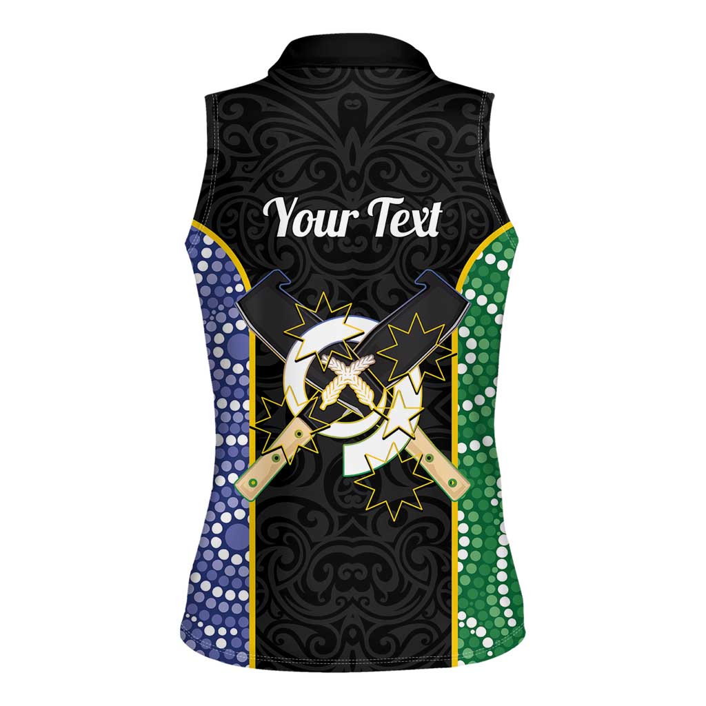 Personalised South Sea Islanders National Recognition Day Women Sleeveless Polo Shirt Australia Aboriginal Vanuatu Pig Tusk