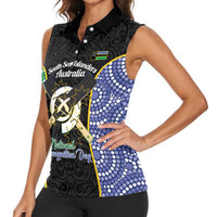 Personalised South Sea Islanders National Recognition Day Women Sleeveless Polo Shirt Australia Aboriginal Vanuatu Pig Tusk