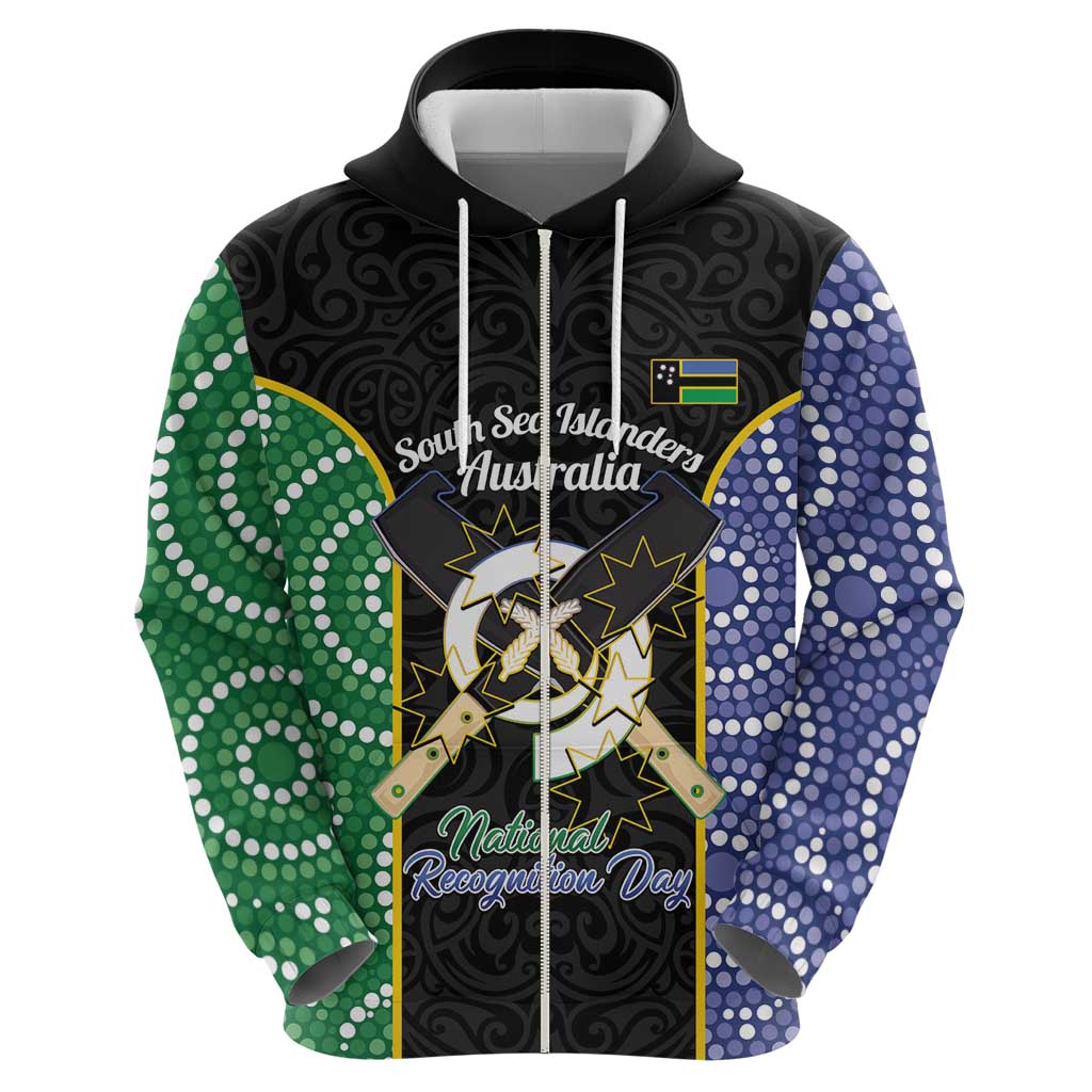 Personalised South Sea Islanders National Recognition Day Zip Hoodie Australia Aboriginal Vanuatu Pig Tusk