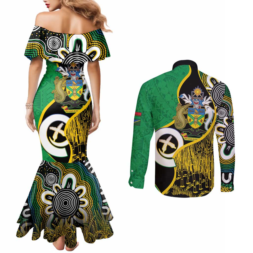 Australian South Sea Islanders National Recognition Day Couples Matching Mermaid Dress and Long Sleeve Button Shirt Solomon Islands And Vanuatu Culture