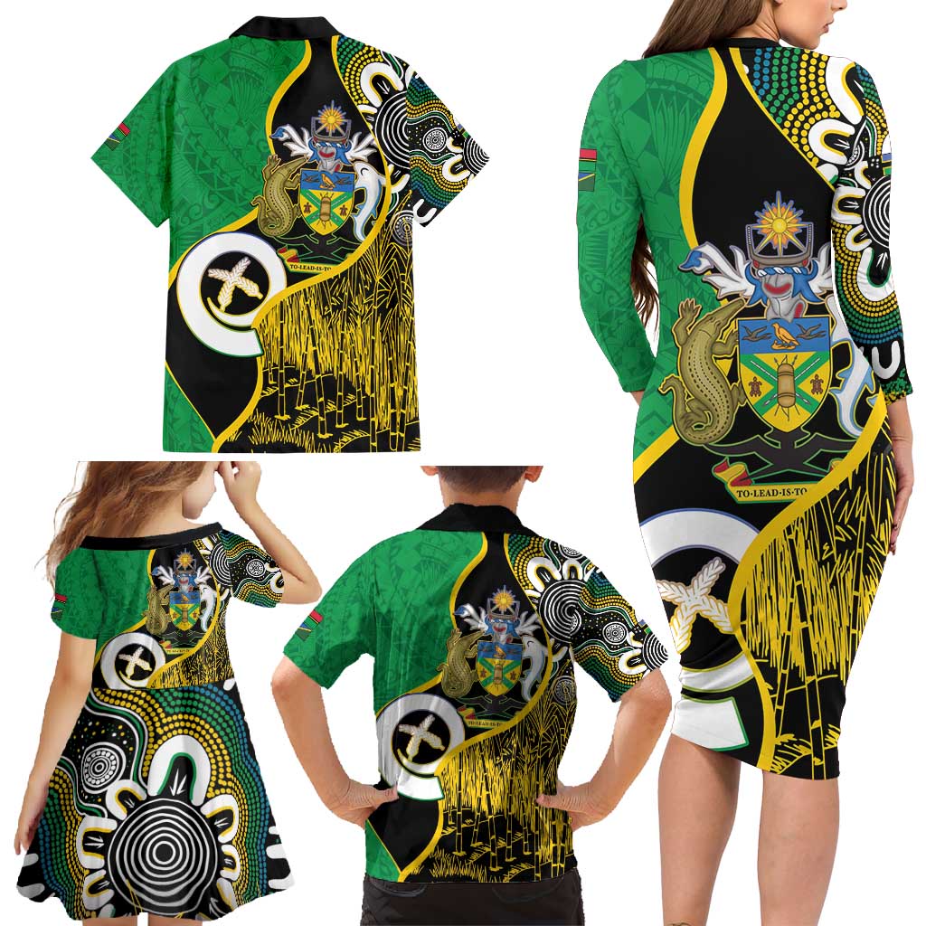 Australian South Sea Islanders National Recognition Day Family Matching Long Sleeve Bodycon Dress and Hawaiian Shirt Solomon Islands And Vanuatu Culture