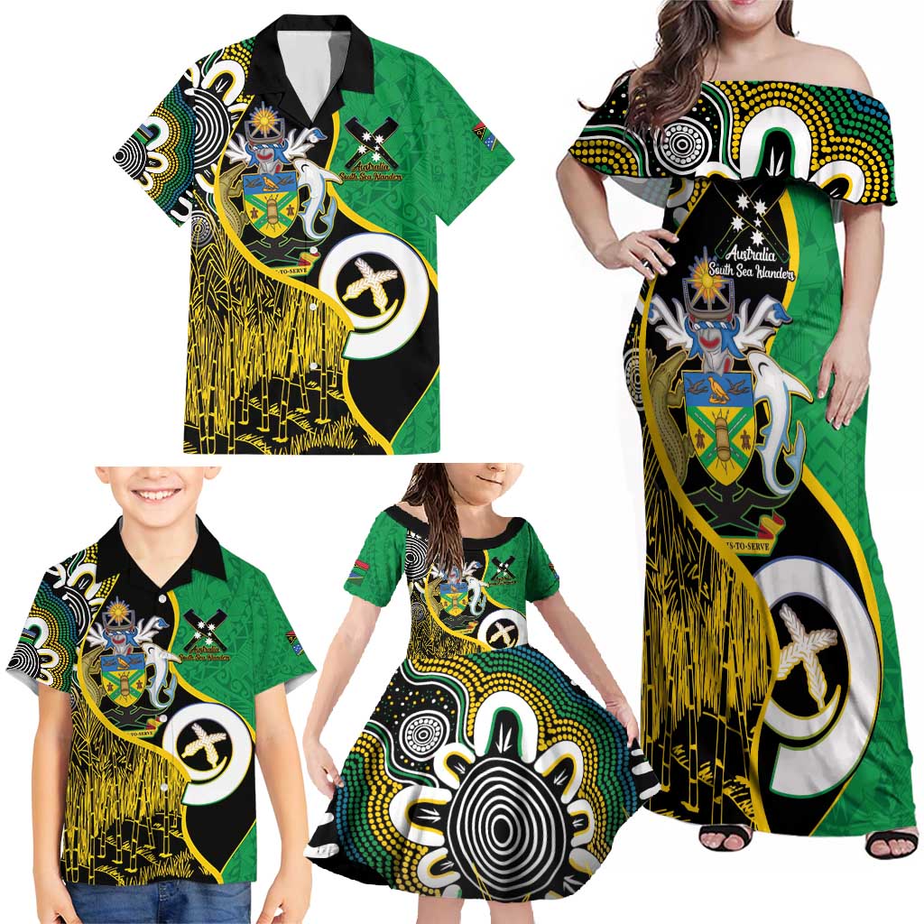 Australian South Sea Islanders National Recognition Day Family Matching Off Shoulder Maxi Dress and Hawaiian Shirt Solomon Islands And Vanuatu Culture