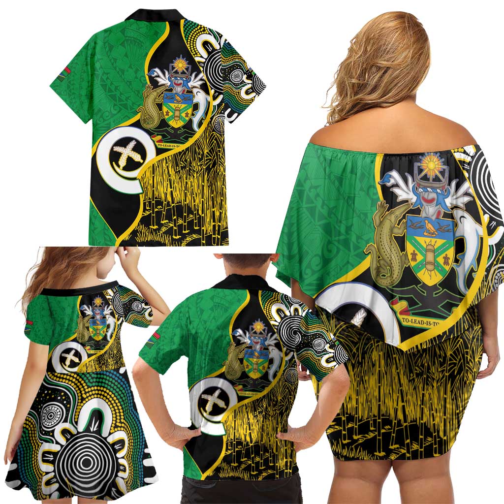 Australian South Sea Islanders National Recognition Day Family Matching Off Shoulder Short Dress and Hawaiian Shirt Solomon Islands And Vanuatu Culture