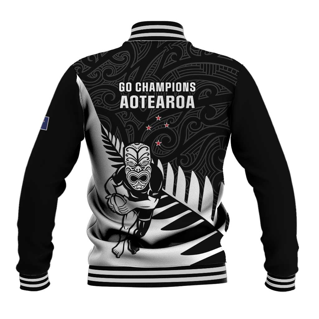 New Zealand Silver Fern Rugby Baseball Jacket All Black Go Champions Maori Pattern LT14