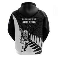 New Zealand Silver Fern Rugby Hoodie All Black Go Champions Maori Pattern LT14