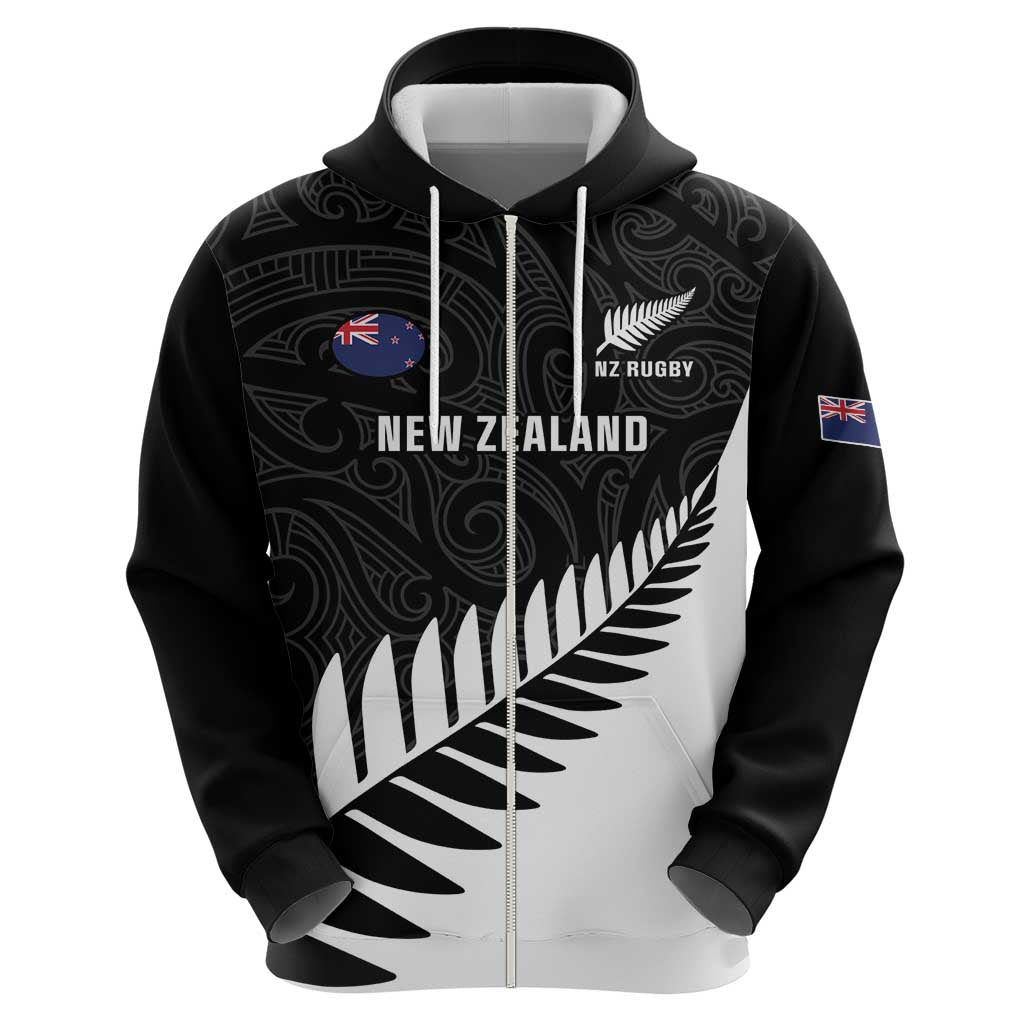 New Zealand Silver Fern Rugby Hoodie All Black Go Champions Maori Pattern LT14