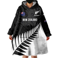 New Zealand Silver Fern Rugby Wearable Blanket Hoodie All Black Go Champions Maori Pattern LT14
