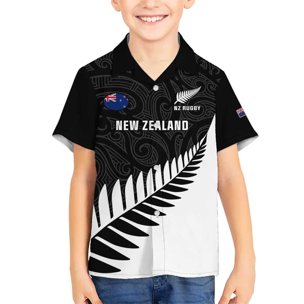 Personalised New Zealand Silver Fern Rugby Hawaiian Shirt All Black Go Champions Maori Pattern LT14