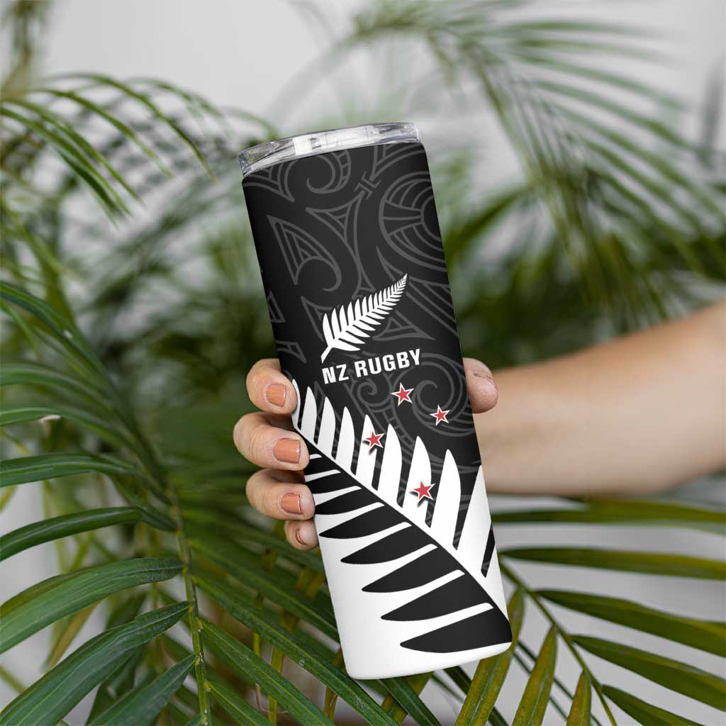 New Zealand Silver Fern Rugby Skinny Tumbler All Black Go Champions Maori Pattern LT14