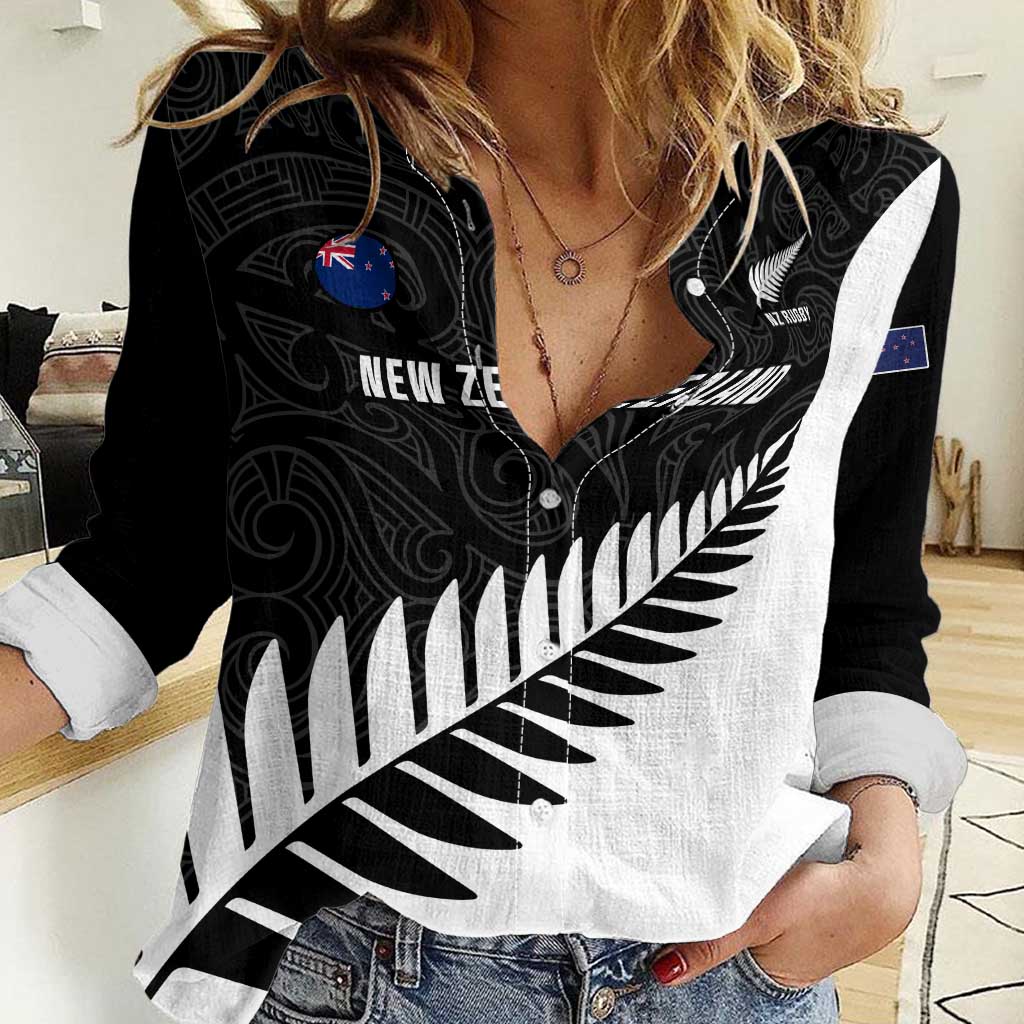 Personalised New Zealand Silver Fern Rugby Women Casual Shirt All Black Go Champions Maori Pattern LT14
