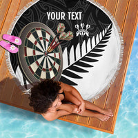 Personalised New Zealand Darts Beach Blanket Silver Fern Aotearoa Maori Pattern - Polynesian Pride
