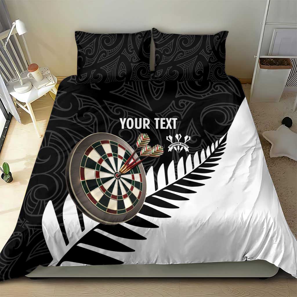 Personalised New Zealand Darts Bedding Set Silver Fern Aotearoa Maori Pattern - Polynesian Pride