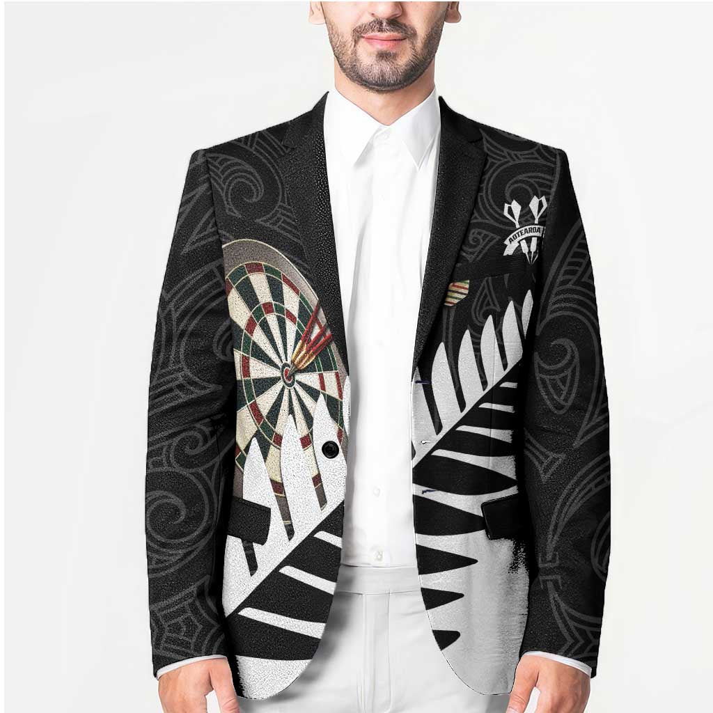 Personalised New Zealand Darts Blazer Silver Fern Aotearoa Maori Pattern - Polynesian Pride