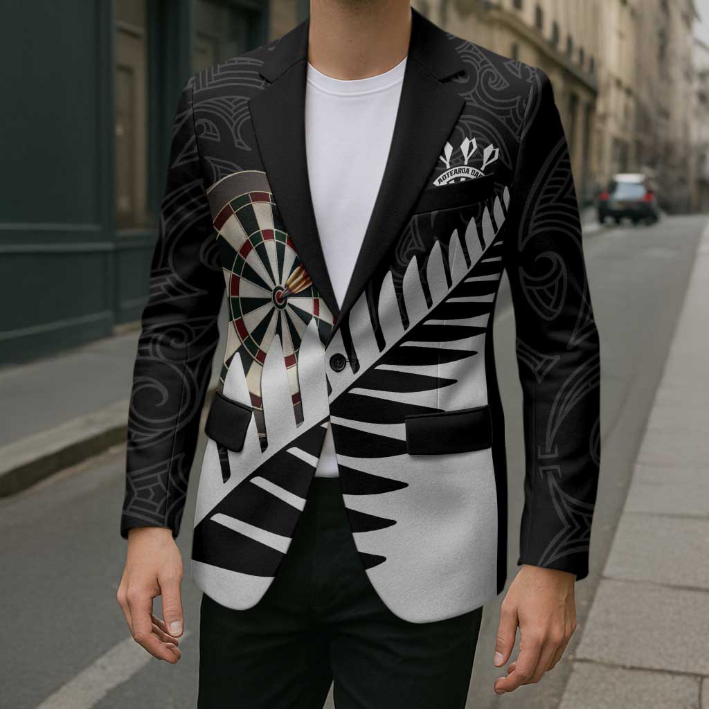 Personalised New Zealand Darts Blazer Silver Fern Aotearoa Maori Pattern - Polynesian Pride