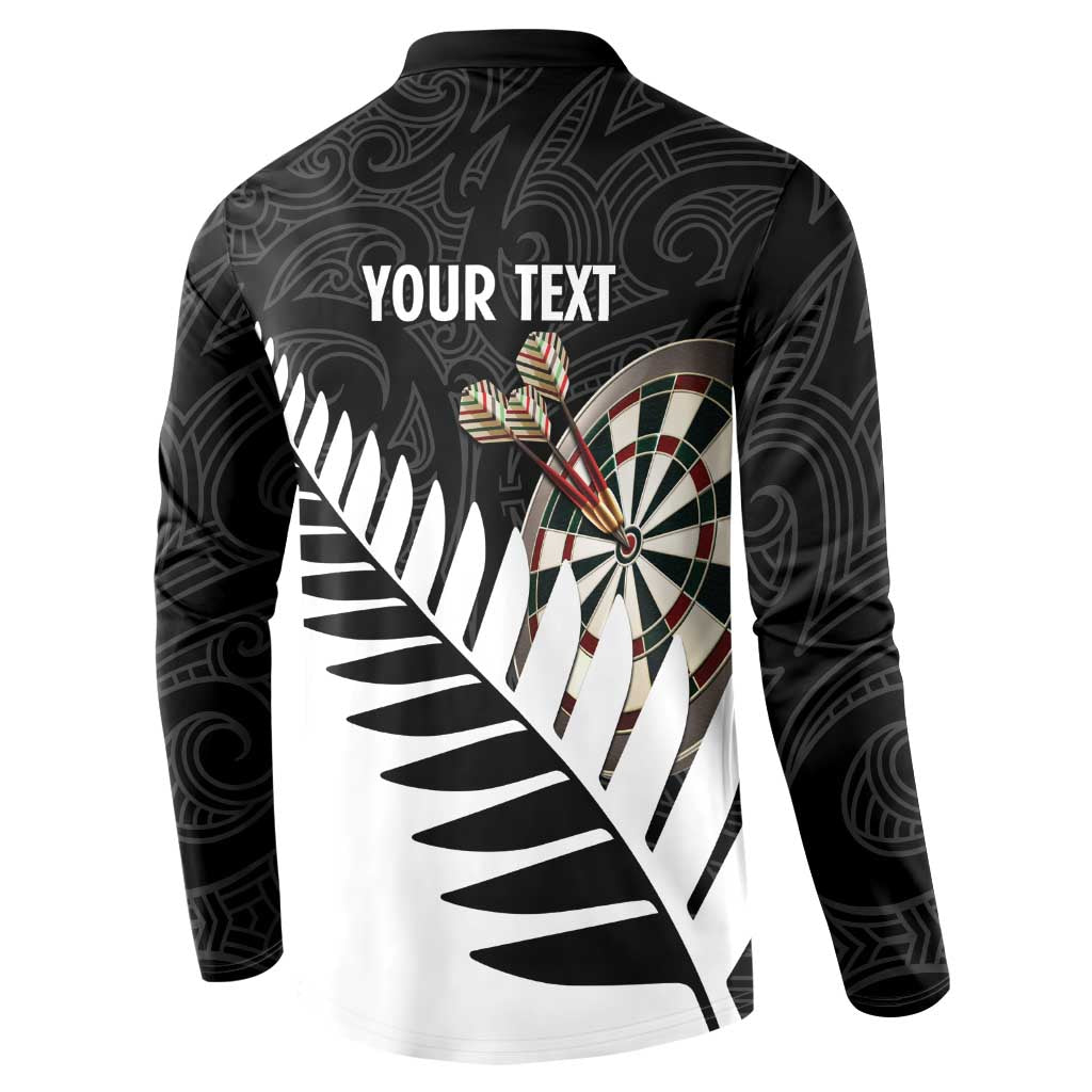 Personalised New Zealand Darts Button Sweatshirt Silver Fern Aotearoa Maori Pattern - Polynesian Pride