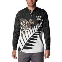 Personalised New Zealand Darts Button Sweatshirt Silver Fern Aotearoa Maori Pattern - Polynesian Pride