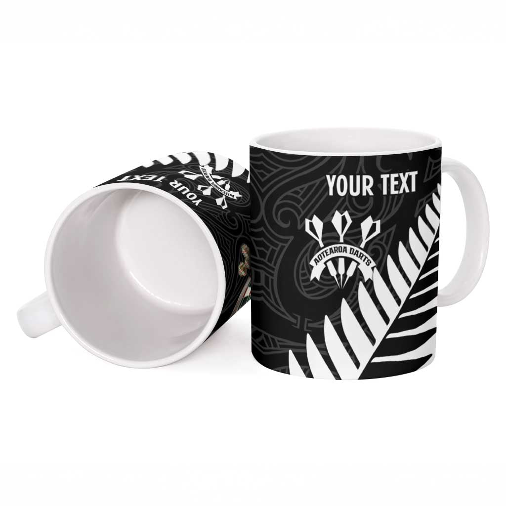 Personalised New Zealand Darts Ceramic Mug Silver Fern Aotearoa Maori Pattern - Polynesian Pride