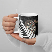 Personalised New Zealand Darts Ceramic Mug Silver Fern Aotearoa Maori Pattern - Polynesian Pride