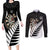 Personalised New Zealand Darts Couples Matching Long Sleeve Bodycon Dress and Long Sleeve Button Shirt Silver Fern Aotearoa Maori Pattern - Polynesian Pride