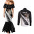 Personalised New Zealand Darts Couples Matching Mermaid Dress and Long Sleeve Button Shirt Silver Fern Aotearoa Maori Pattern - Polynesian Pride