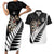 Personalised New Zealand Darts Couples Matching Short Sleeve Bodycon Dress and Hawaiian Shirt Silver Fern Aotearoa Maori Pattern - Polynesian Pride