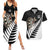 Personalised New Zealand Darts Couples Matching Summer Maxi Dress and Hawaiian Shirt Silver Fern Aotearoa Maori Pattern - Polynesian Pride