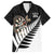 Personalised New Zealand Darts Family Matching Off The Shoulder Long Sleeve Dress and Hawaiian Shirt Silver Fern Aotearoa Maori Pattern - Polynesian Pride