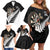 Personalised New Zealand Darts Family Matching Off Shoulder Short Dress and Hawaiian Shirt Silver Fern Aotearoa Maori Pattern - Polynesian Pride