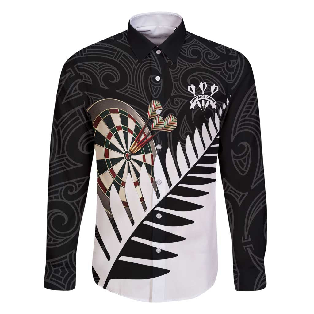 Personalised New Zealand Darts Family Matching Off Shoulder Short Dress and Hawaiian Shirt Silver Fern Aotearoa Maori Pattern - Polynesian Pride