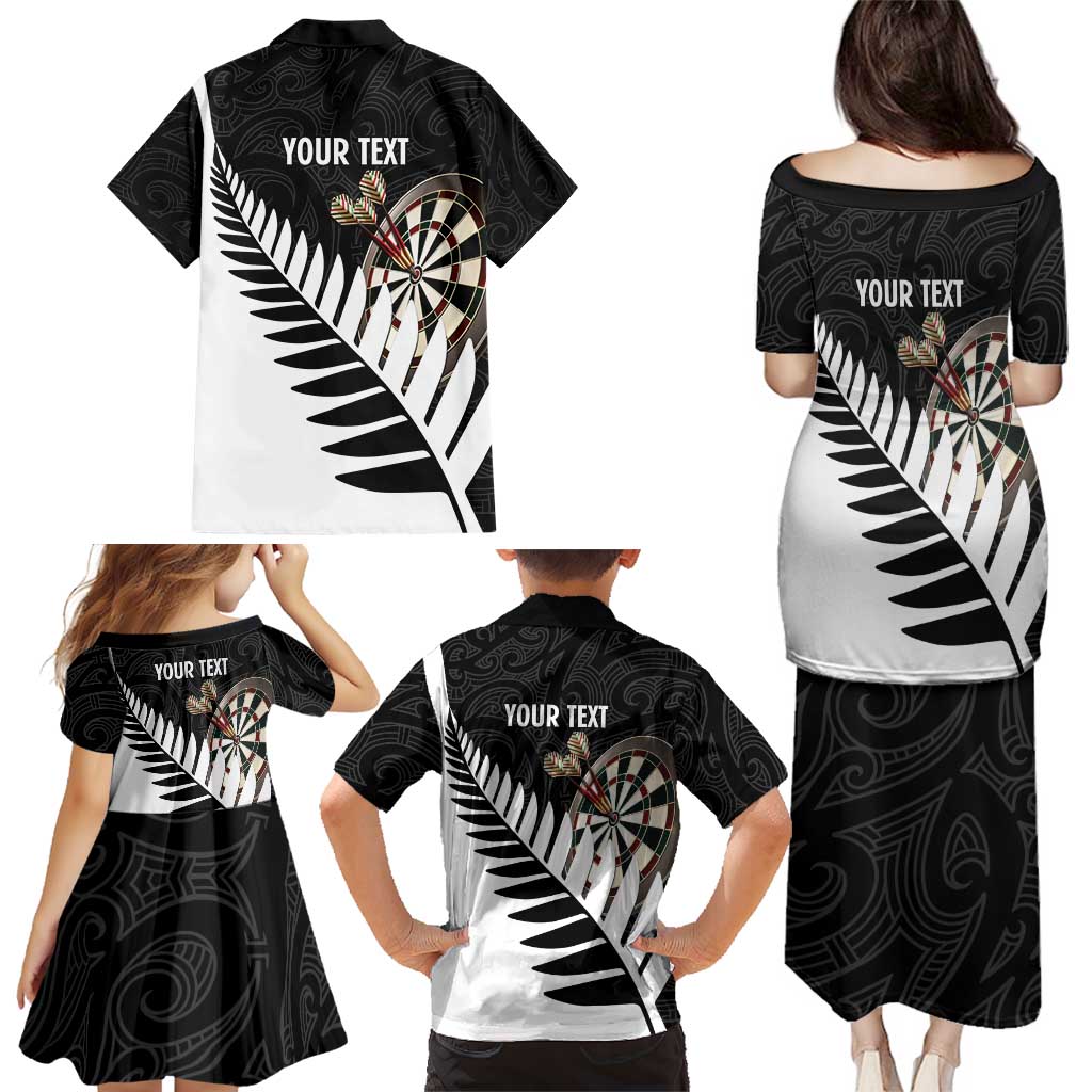 Personalised New Zealand Darts Family Matching Puletasi and Hawaiian Shirt Silver Fern Aotearoa Maori Pattern - Polynesian Pride
