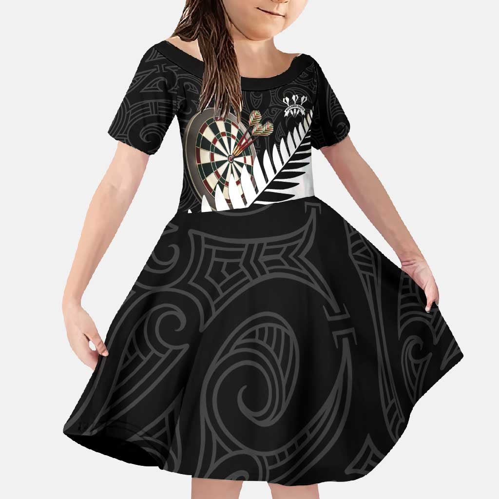 Personalised New Zealand Darts Family Matching Tank Maxi Dress and Hawaiian Shirt Silver Fern Aotearoa Maori Pattern - Polynesian Pride