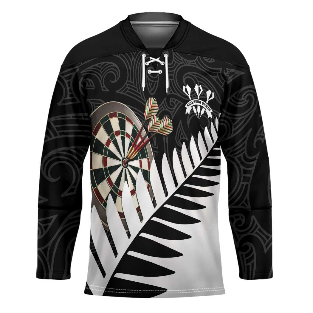Personalised New Zealand Darts Hockey Jersey Silver Fern Aotearoa Maori Pattern - Polynesian Pride