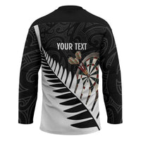 Personalised New Zealand Darts Hockey Jersey Silver Fern Aotearoa Maori Pattern - Polynesian Pride