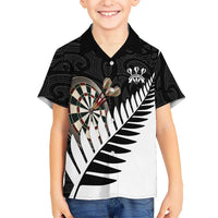 Personalised New Zealand Darts Kid Hawaiian Shirt Silver Fern Aotearoa Maori Pattern - Polynesian Pride