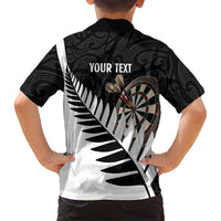 Personalised New Zealand Darts Kid Hawaiian Shirt Silver Fern Aotearoa Maori Pattern - Polynesian Pride