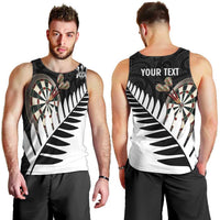 Personalised New Zealand Darts Men Tank Top Silver Fern Aotearoa Maori Pattern - Polynesian Pride