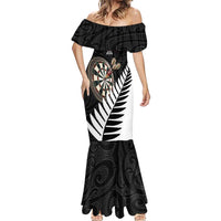 Personalised New Zealand Darts Mermaid Dress Silver Fern Aotearoa Maori Pattern - Polynesian Pride