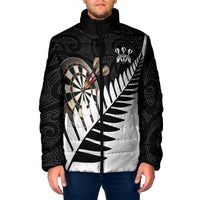Personalised New Zealand Darts Padded Jacket Silver Fern Aotearoa Maori Pattern - Polynesian Pride