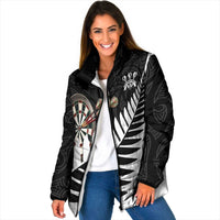 Personalised New Zealand Darts Padded Jacket Silver Fern Aotearoa Maori Pattern - Polynesian Pride