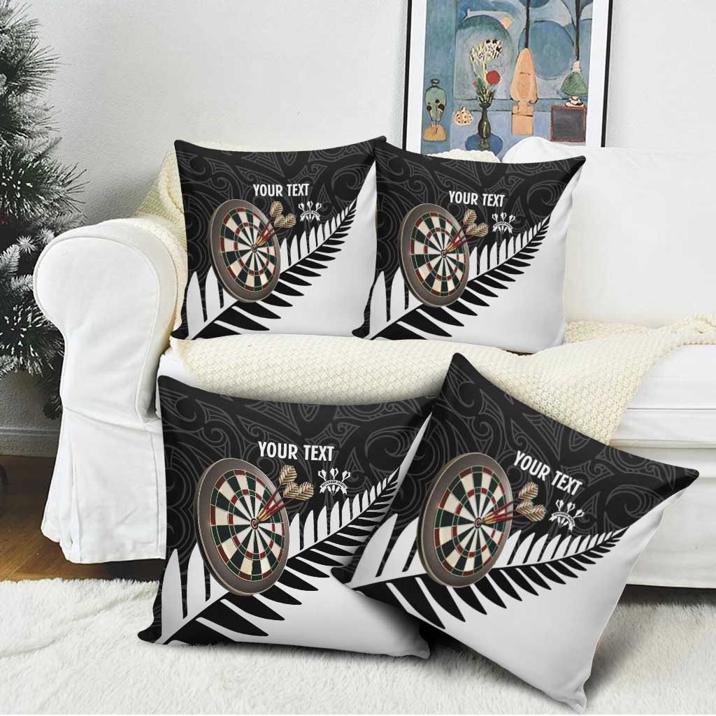 Personalised New Zealand Darts Pillow Cover Silver Fern Aotearoa Maori Pattern - Polynesian Pride