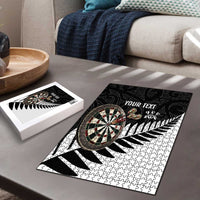Personalised New Zealand Darts Puzzle Silver Fern Aotearoa Maori Pattern - Polynesian Pride