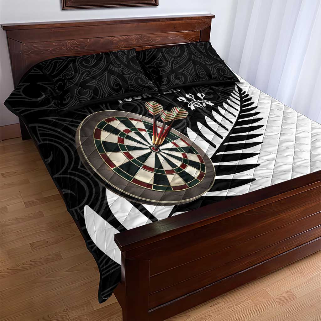 Personalised New Zealand Darts Quilt Bed Set Silver Fern Aotearoa Maori Pattern - Polynesian Pride