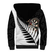 Personalised New Zealand Darts Sherpa Hoodie Silver Fern Aotearoa Maori Pattern - Polynesian Pride
