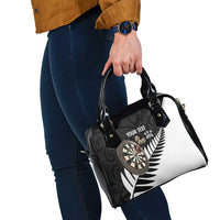 Personalised New Zealand Darts Shoulder Handbag Silver Fern Aotearoa Maori Pattern - Polynesian Pride