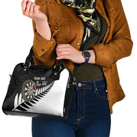 Personalised New Zealand Darts Shoulder Handbag Silver Fern Aotearoa Maori Pattern - Polynesian Pride