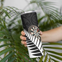 Personalised New Zealand Darts Skinny Tumbler Silver Fern Aotearoa Maori Pattern - Polynesian Pride
